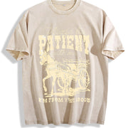Please Be Patient 1900s Horse vintage washed oversized T-shirt in Beige