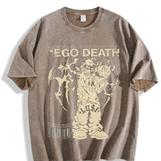 Ego Death Lust Anime Sleeveless Tank Vintage Washed T-Shirt in Brown