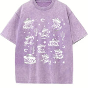 Cowboy Frogs Western Cowboy Vintage Washed T-Shirt in Purple