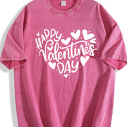 Valentine's Day Loose- Basic Stylish Vintage Washed T-Shirt in Red