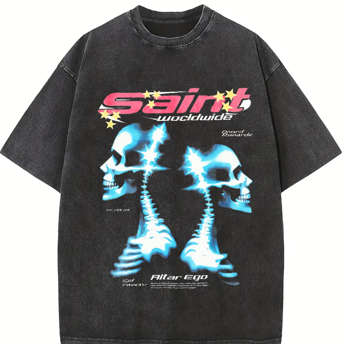 Saint Worldwide Alter Ego Skull Sleeveless Tank Vintage Washed T-Shirt in Black