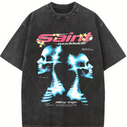 Saint Worldwide Alter Ego Skull Sleeveless Tank Vintage Washed T-Shirt in Black