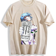 Rei Ayanami X Monster Vintage Washed T-Shirt in Beige