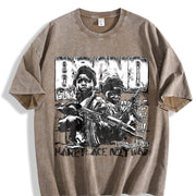 Bang World News War Graphic Vintage Washed T-Shirt in Brown