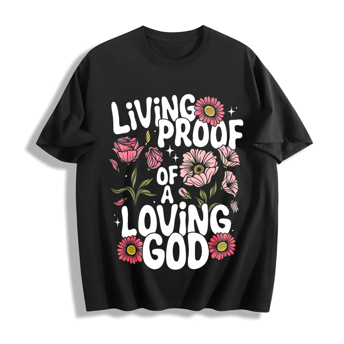 Living PROOF OF a Loving GOD Cotton T-Shirt in Black
