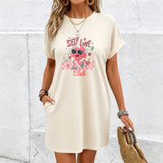 Four-neck Dress Heart Cotton T-Shirt in White