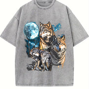 Three Wolves Moon 90s Vintage Washed T-Shirt in Gray