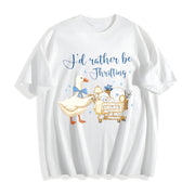 I’d Rather Be Thrifting Cotton T-Shirt in White