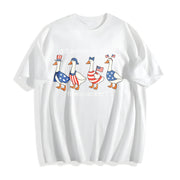 Firequacker Goose 4th of July Cotton T-Shirt in White