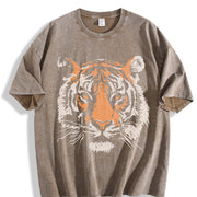 Tiger Retro Animal 90s Animal for Tiger Lover vintage washed oversized T-shirt in Brown