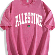 Palestines Flag Hip Hop Harajuku Distressed Festive vintage washed oversized T-shirt in Red