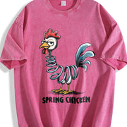 Spring Chicken Sassy Bendy Chicken Vintage Washed T-Shirt in Red