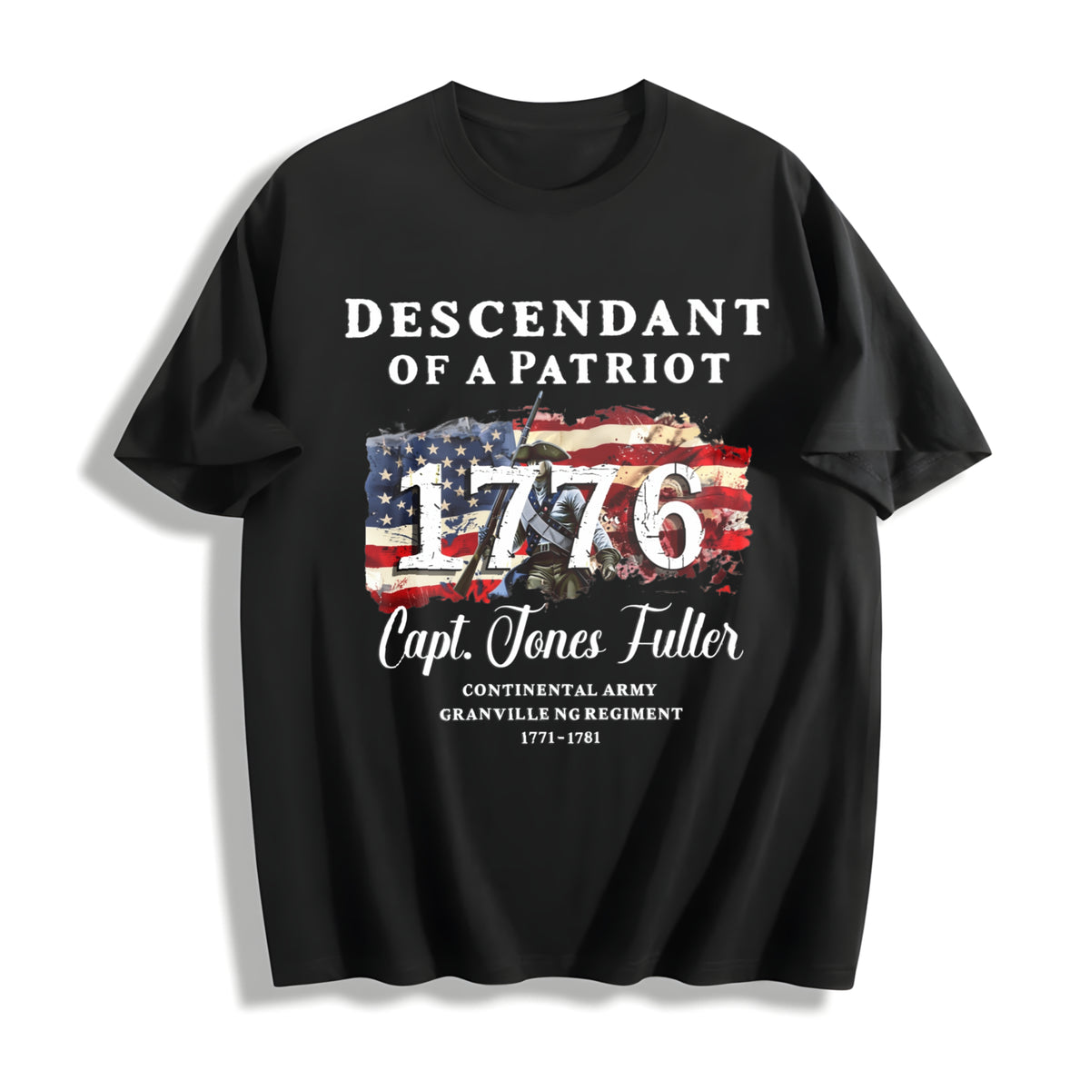 Descendant of a Patriot Cotton T-Shirt in Black