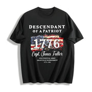Descendant of a Patriot Cotton T-Shirt in Black