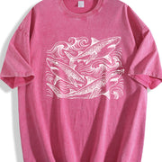 Sharks ® Ocean 90s Vintage Washed T-Shirt in Red