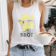 Tequila May Not Be the Answer but It's Worth a Shot Women's Color Cotton Tank Top in White