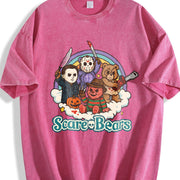 Halloween Scary Care Scare Bears Vintage Washed T-Shirt in Red