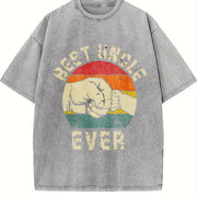 Best Uncle Ever Uncle Announcement Vintage Washed T-Shirt in Gray