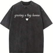 Cute Pregnancy Growing a Tiny Human Vintage Washed T-Shirt in Black