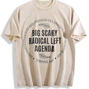 Radical Left Agenda Political Vintage Washed T-Shirt in Beige