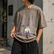 Studio Ghibli Totoro Inspired Ghibli Vintage Washed T-Shirt in Brown