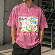 Tummy Ache Survivor Lamb Vintage Washed T-Shirt in Red