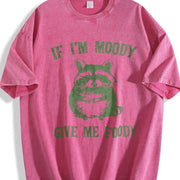 If I'm Moody Give Me Foody Raccoon vintage washed oversized T-shirt in Red