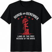 Land of the Free Because of the Brave Cotton T-Shirt in Black