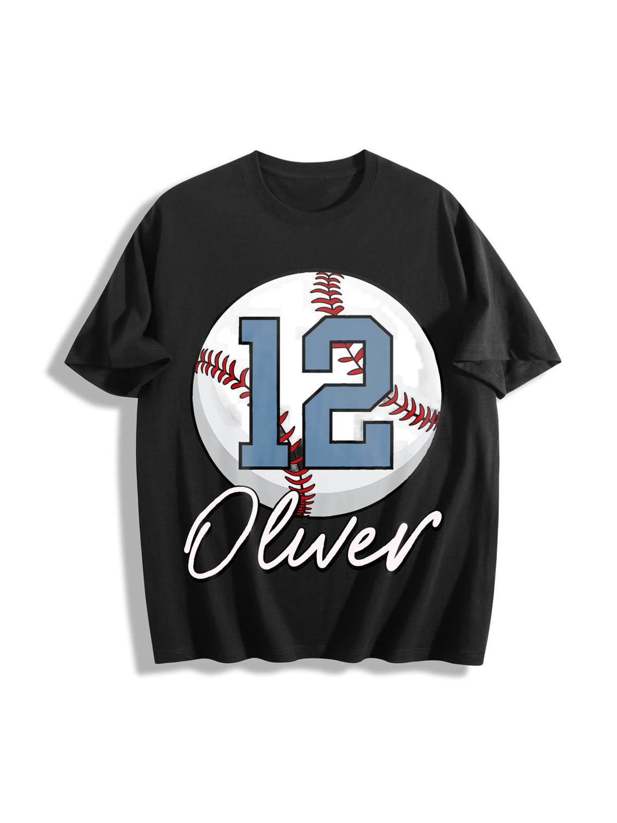 Pls Note Custom Baseball Cotton T-Shirt in Black