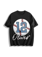 Pls Note Custom Baseball Cotton T-Shirt in Black