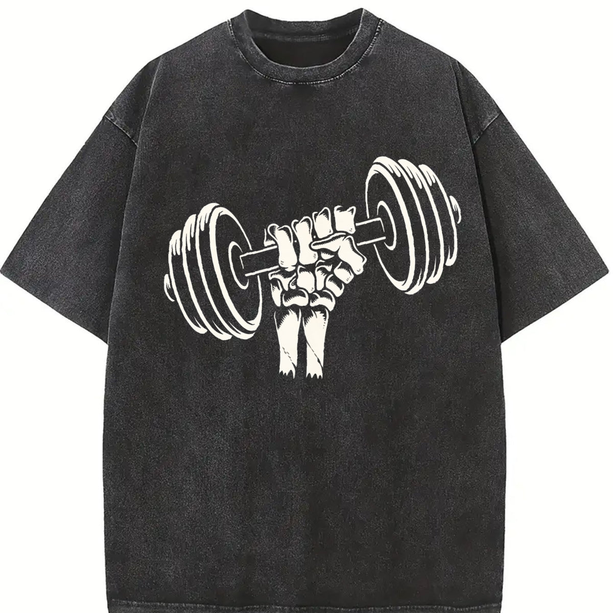 Barbell Fist Vintage Washed T-Shirt in Black