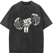 Barbell Fist Vintage Washed T-Shirt in Black