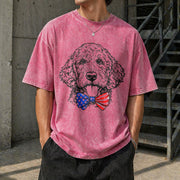 Patriotic Puppy Love Vintage Washed T-Shirt in Red
