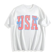 USA 4th of July Patriotic Cotton T-Shirt in White