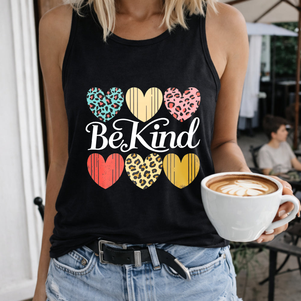 Valentine's Day Letter Tank Women's Color Cotton Tank Top in Black