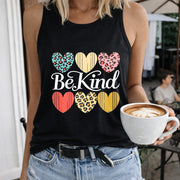 Three Neutral Hearts Women's Color Cotton Tank Top in Black