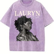 Lauryn Hill Portrait Tank Vintage Washed T-Shirt in Purple