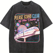 Please Stand Clear of the Doors Magic Monorail WDW Family Vintage Washed T-Shirt in Black