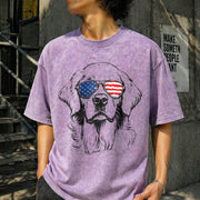 Patriotic Dog Mom Vintage Washed T-Shirt in Purple