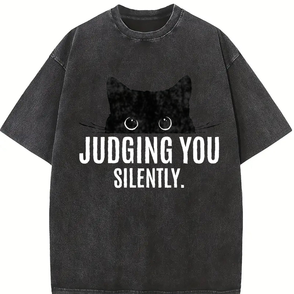 Judging You Silently Cat Vintage Washed T-Shirt in Black