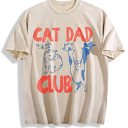 Cat Dad Club vintage washed oversized T-shirt in Beige