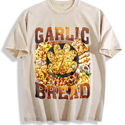 Garlic Bread Food Lover Vintage Washed T-Shirt in Beige