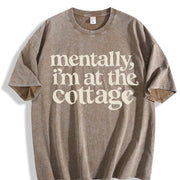 Mentally I'm At the Cottage Heated Rivalry Reader vintage washed oversized T-shirt in Brown