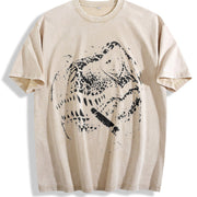 T Rex Smoke Y2k 90s Vintage Washed T-Shirt in Beige