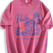 Psalm 1 Blessed Is the Man Christian Faith Tree Nature Vintage Washed T-Shirt in Red