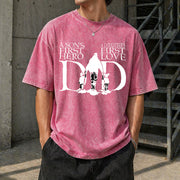 Dad a Son's First Hero a Daughter's First Love Vintage Washed T-Shirt in Red