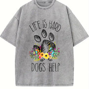 DOGS HELP Vintage Washed T-Shirt in Gray