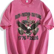 Faith Freedom 250 Years 1776-2026 Vintage Washed T-Shirt in Red