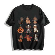Halloween Dachshund Cotton T-Shirt in Black