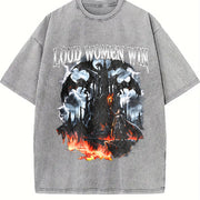Loud Win Dragon 90s Vintage Washed T-Shirt in Gray